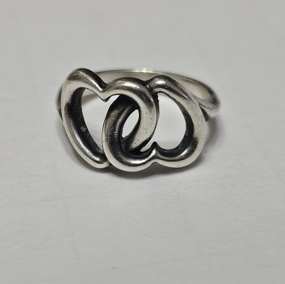 James Avery Linked Hearts Sterling Silver Ring sz6.75